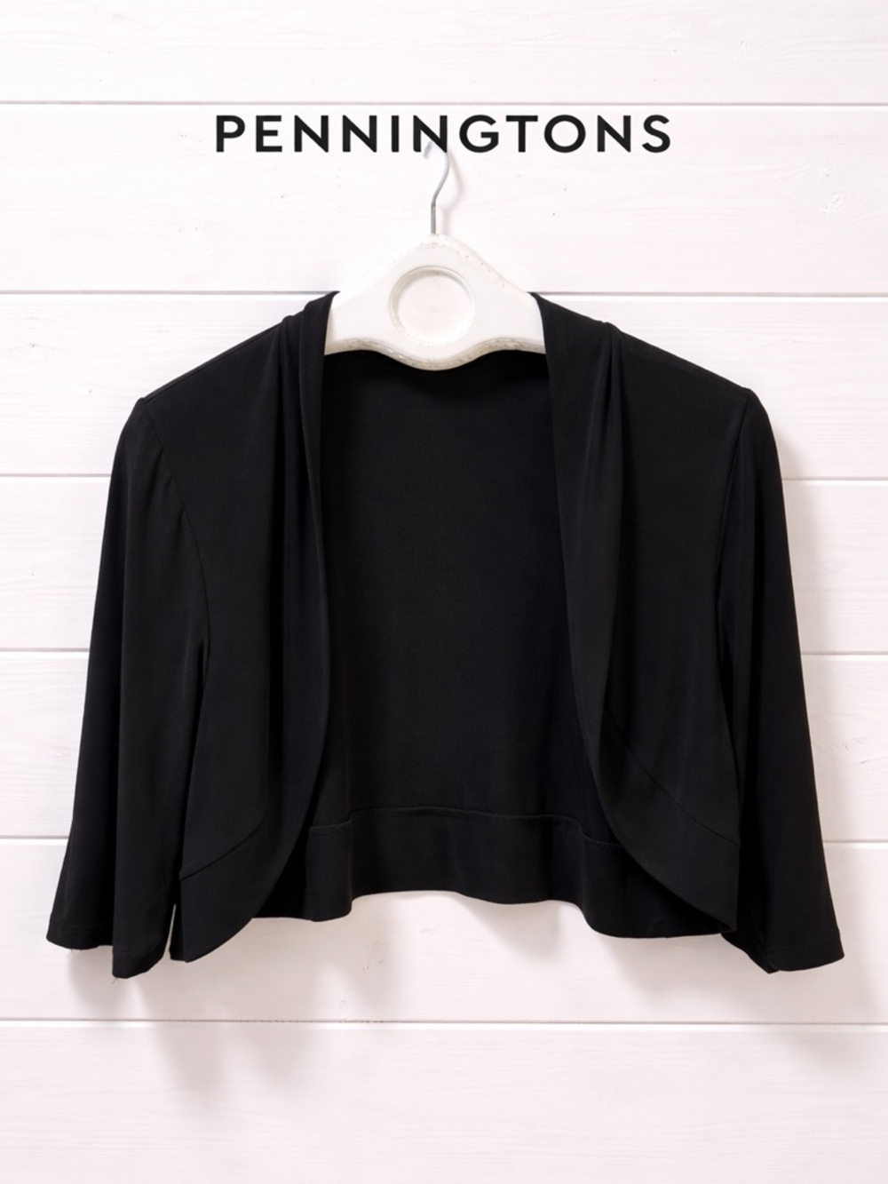 PENNINGTONS Black 3/4 Sleeve Open Bolero Size XL